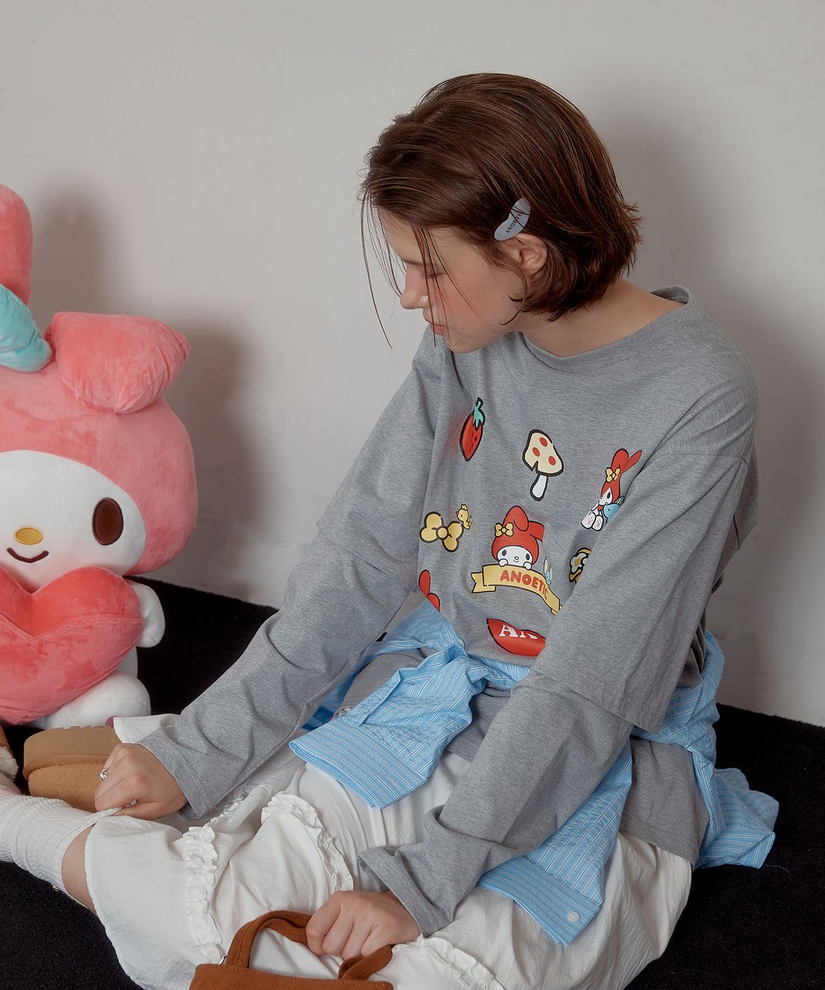 아노에틱(ANOETIC) ANC MYMELODY LAYERED T-SHIRT_GREY