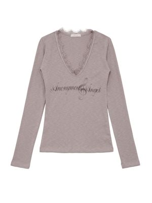 레이스 프린트 티셔츠 (라일락)