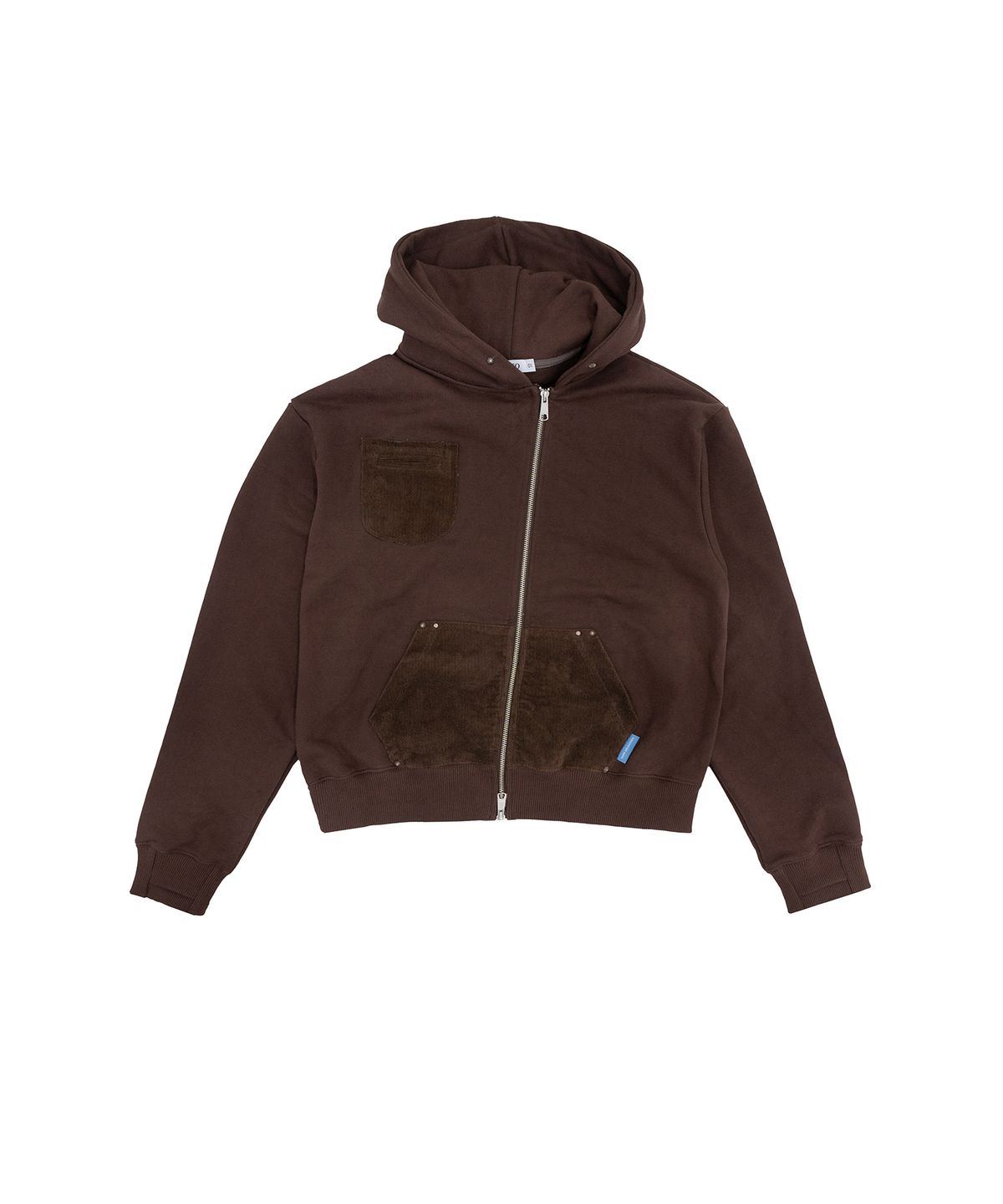 휴이(HUEY) Unbalanced Studded Hoodie Zip-Up Brown