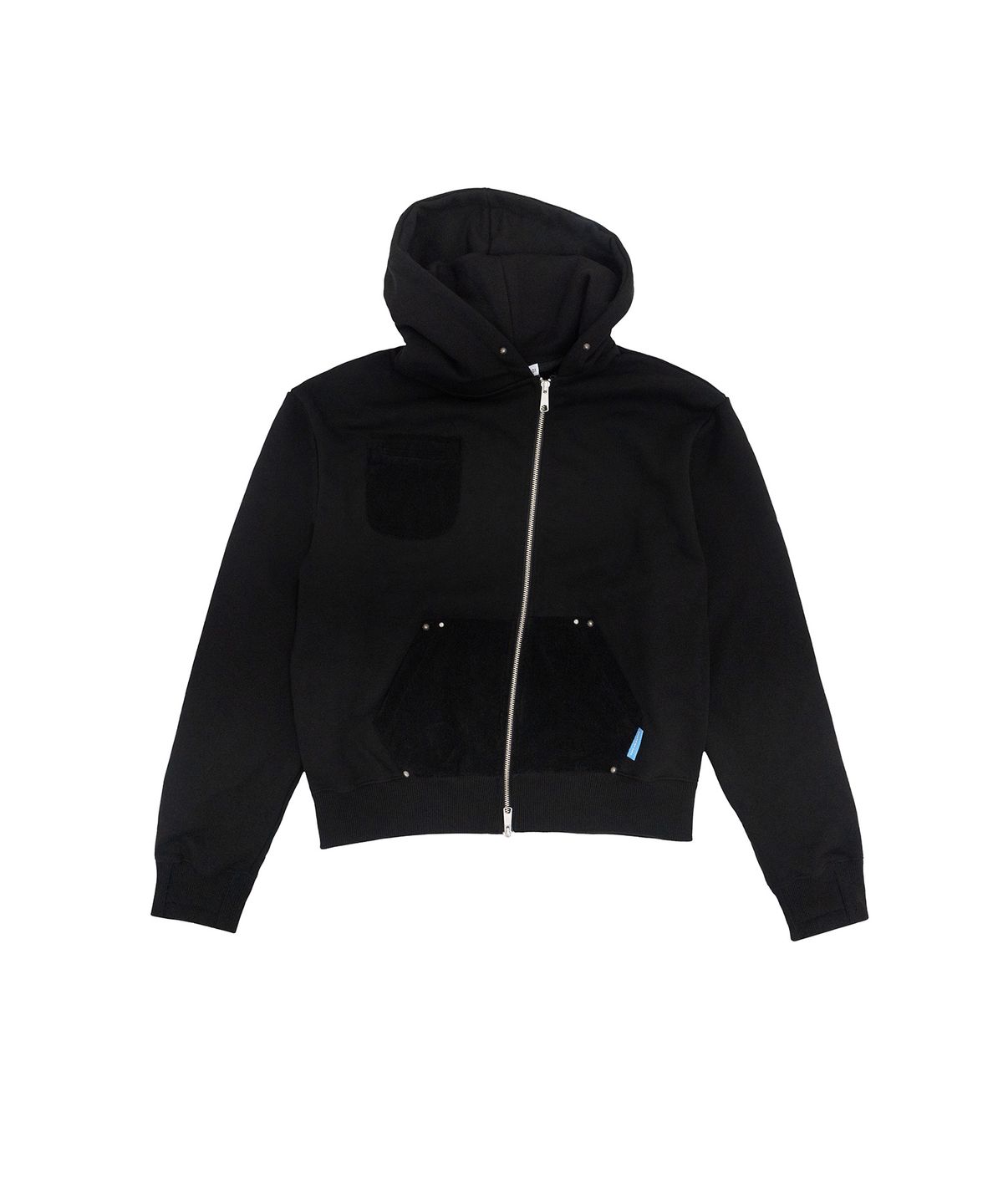 휴이(HUEY) Unbalanced Studded Hoodie Zip-Up Black
