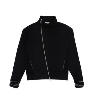 Side-Zip Neck Track Top Black