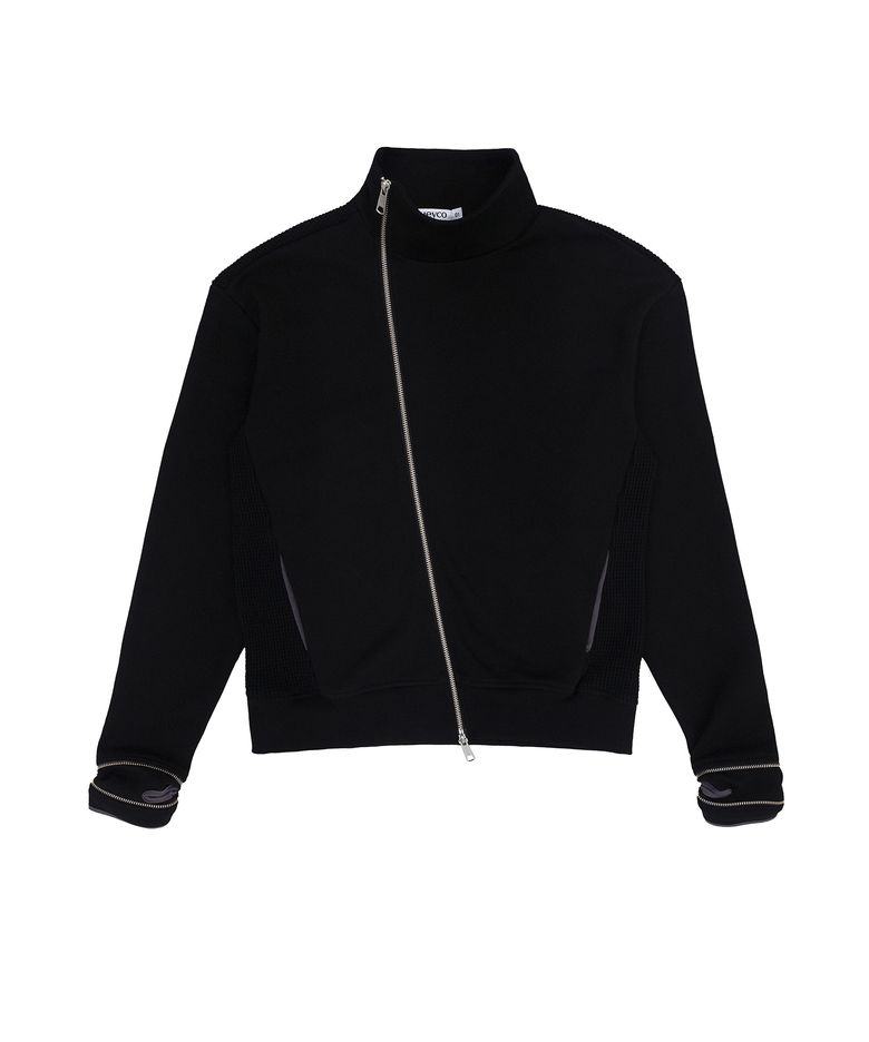 Side-Zip Neck Track Top Black
