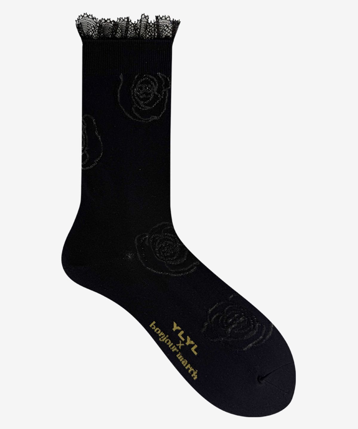 영리영리(YLYL) [YLYL X Bonjour March] Rosy-rose socks, CAVIAR