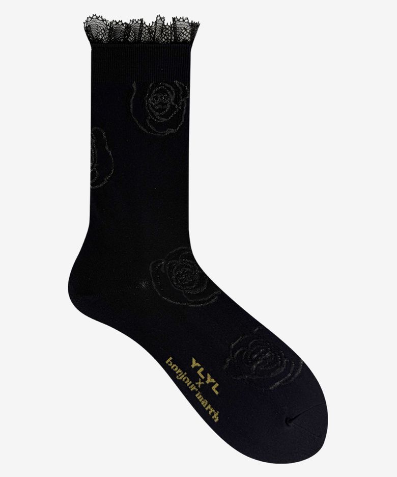 [YLYL X Bonjour March] Rosy-rose socks, CAVIAR