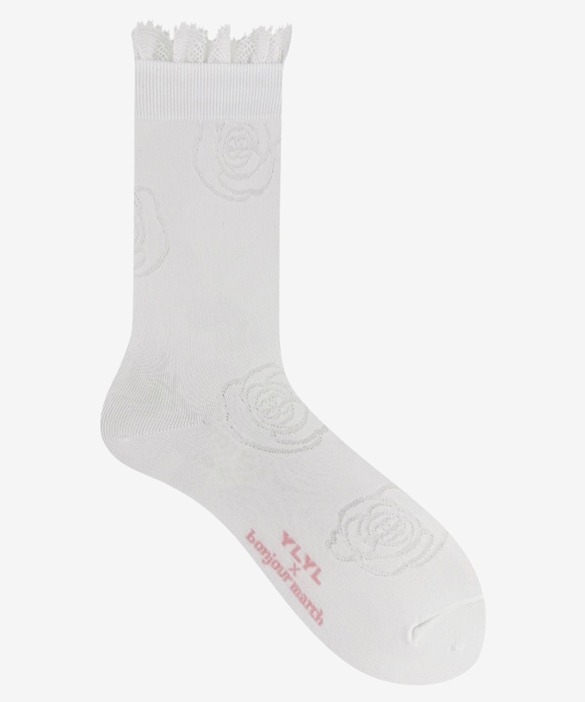 영리영리(YLYL) [YLYL X Bonjour March] Rosy-rose socks, CREAM