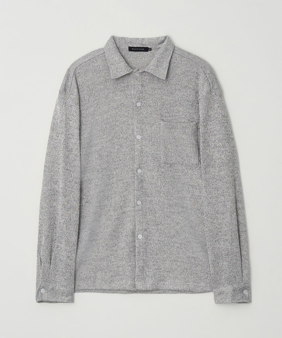 조질롱(JOJILONG) JN315 Herringbone Knit Cardigan Shirt - GREY MELANGE