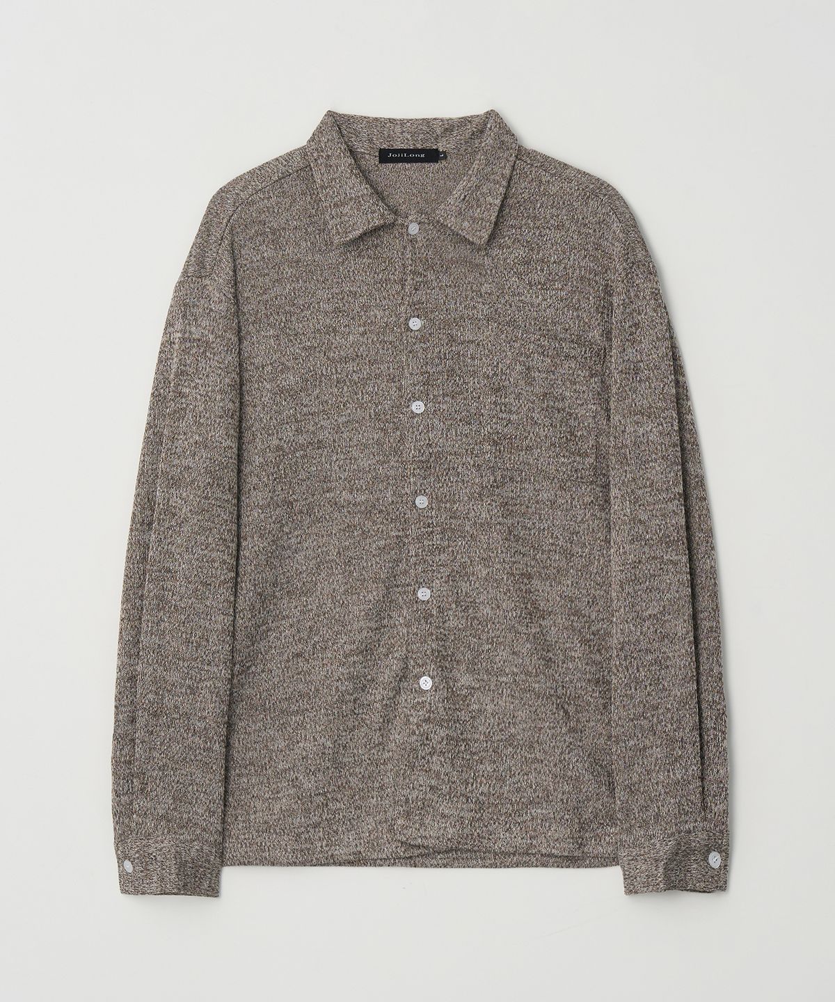 조질롱(JOJILONG) JN315 Herringbone Knit Cardigan Shirt - MOCHA MELANGE