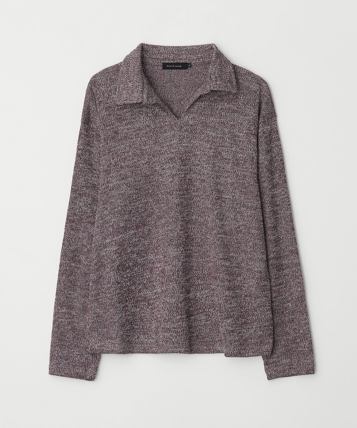 조질롱(JOJILONG) JN318 Herringbone Knit Pullover - WINE MELANGE