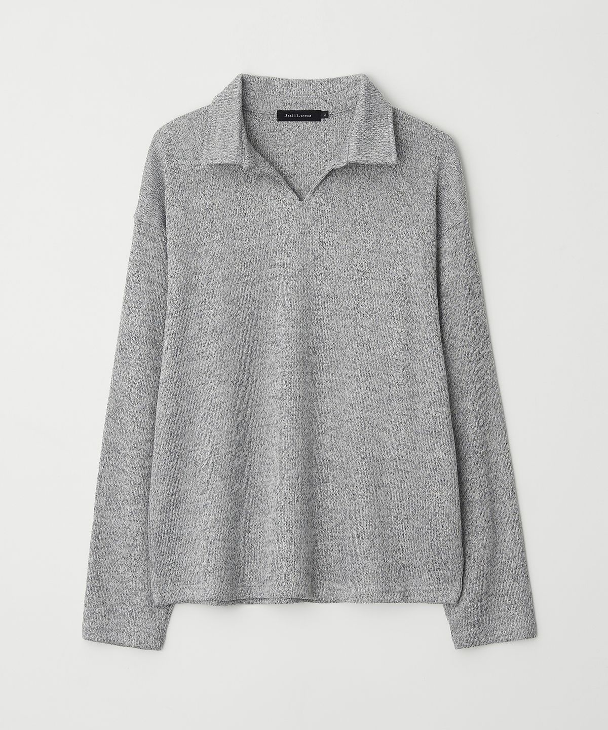 조질롱(JOJILONG) JN318 Herringbone Knit Pullover - LIGHT GREY MELANGE