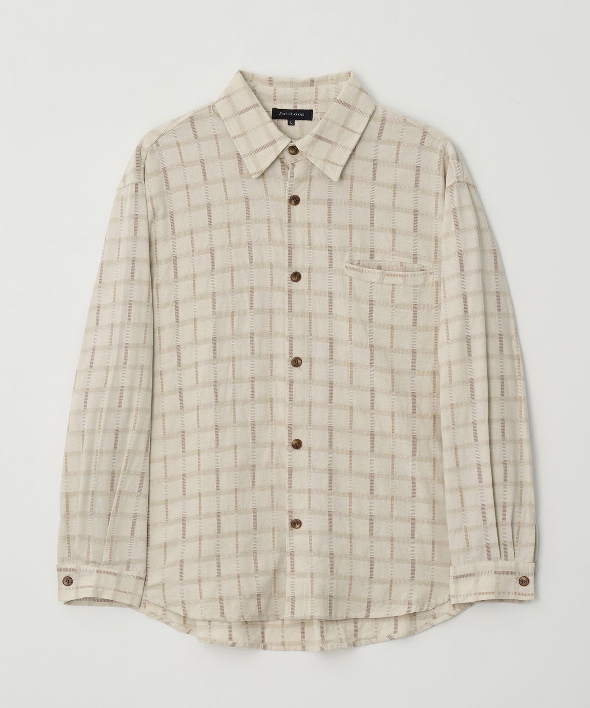 조질롱(JOJILONG) JN326 Welt Pocket Check Shirt - OATMEAL GRID