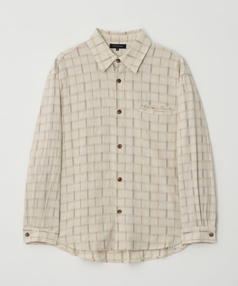 JN326 Welt Pocket Check Shirt - OATMEAL GRID