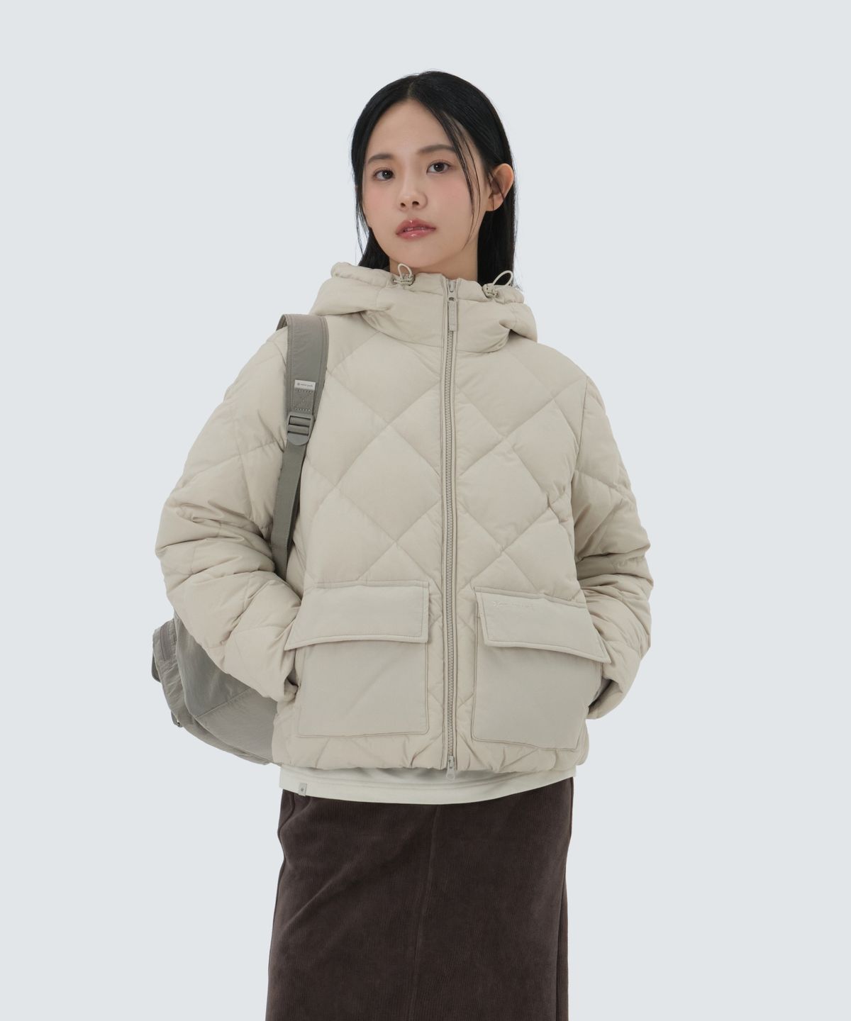 스노우피크 어패럴(SNOWPEAK APPAREL) 랜드에어 여성 다이아 퀼팅 다운 자켓 (S25WWGDJ45) Light Beige
