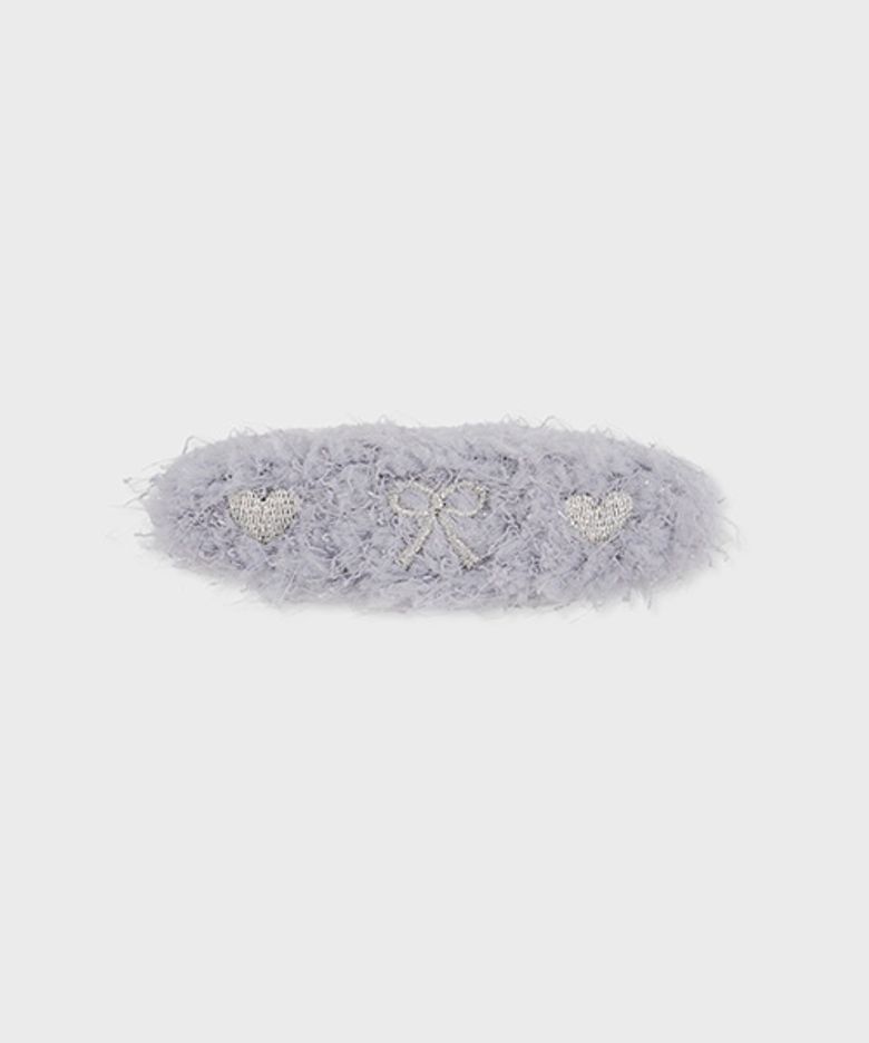 hair pin heart silver blue