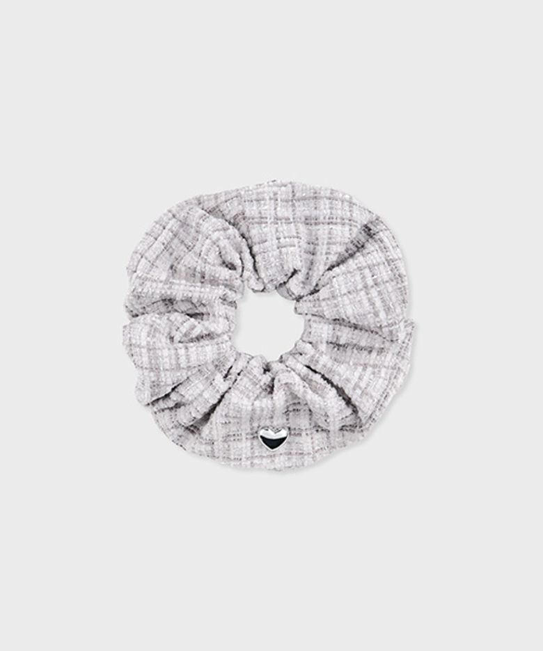 tweed hair scrunchie heart
