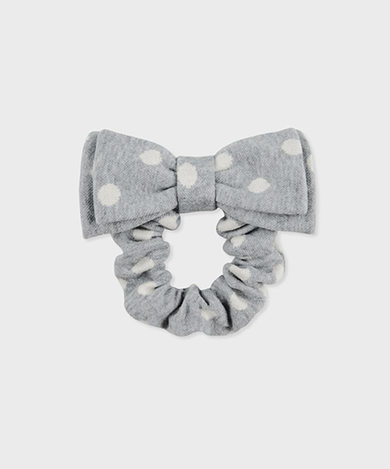 ribbon hair scrunchie grey dot