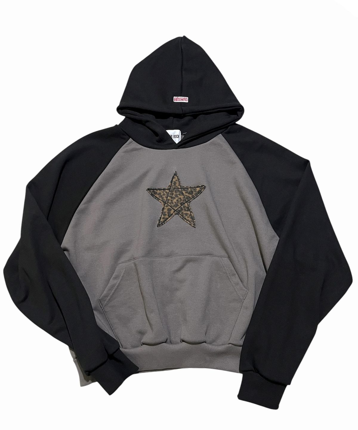 스케이터락(SK8ER ROCK) Star Patchwork Raglan Sweat Hoodie ((darkgray*black))