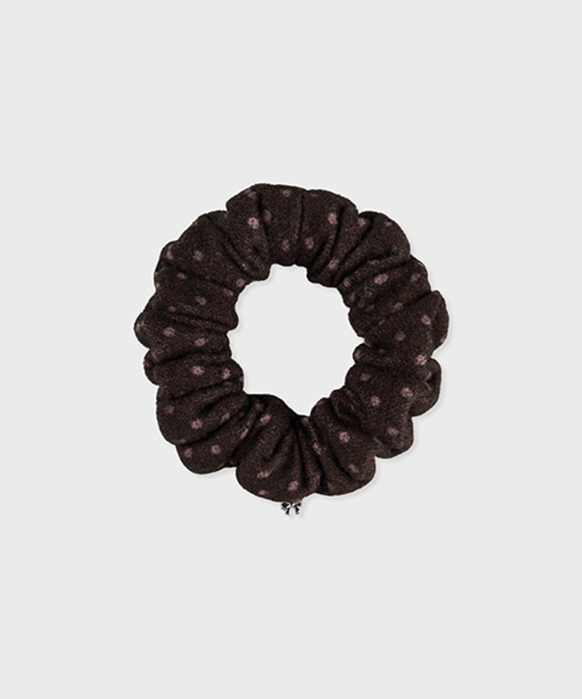삭스어필(SOCKS APPEAL) mini charm hair scrunchie brown dot ribbon