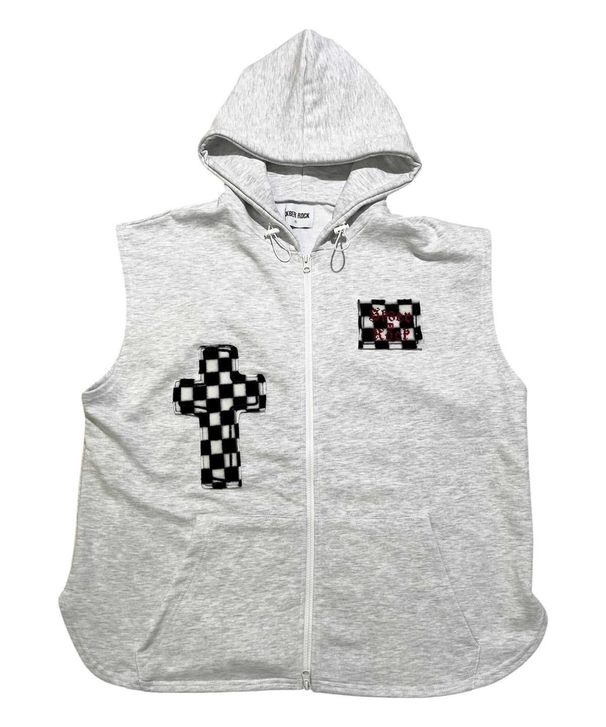 스케이터락(SK8ER ROCK) Neo Sweat Hood Zip-Up Vest ((white melange))