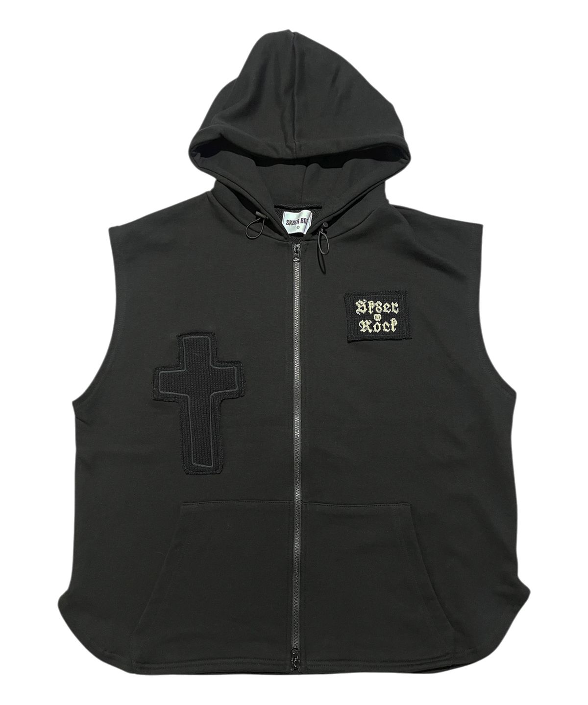 스케이터락(SK8ER ROCK) Neo Sweat Hood Zip-Up Vest ((black))