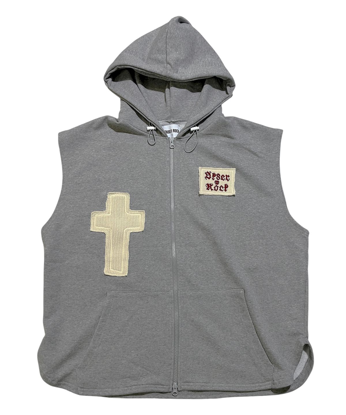 스케이터락(SK8ER ROCK) Neo Sweat Hood Zip-Up Vest ((melange gray))