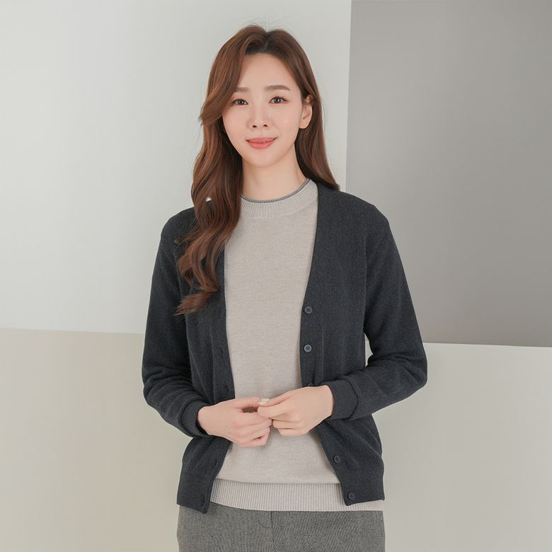 양두 브이넥 가디건_1H83702