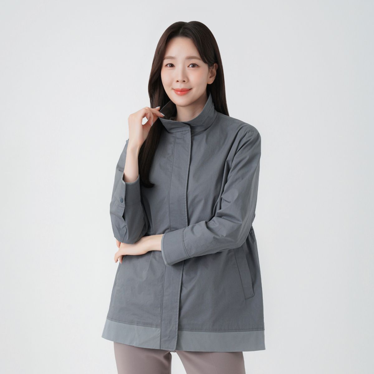 피에이티(PAT) 배색 사파리 힙기장 점퍼_MI61301