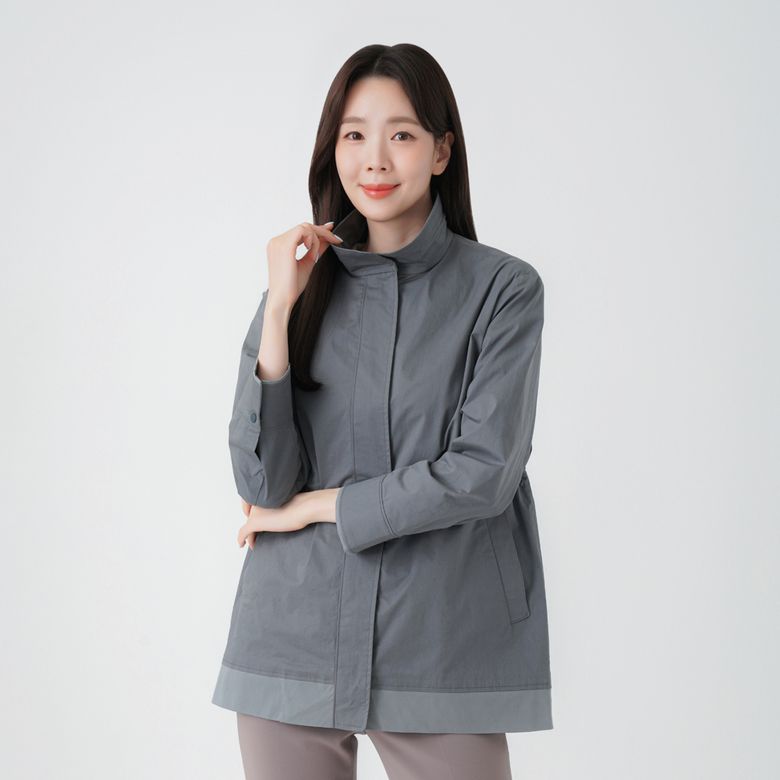 배색 사파리 힙기장 점퍼_MI61301