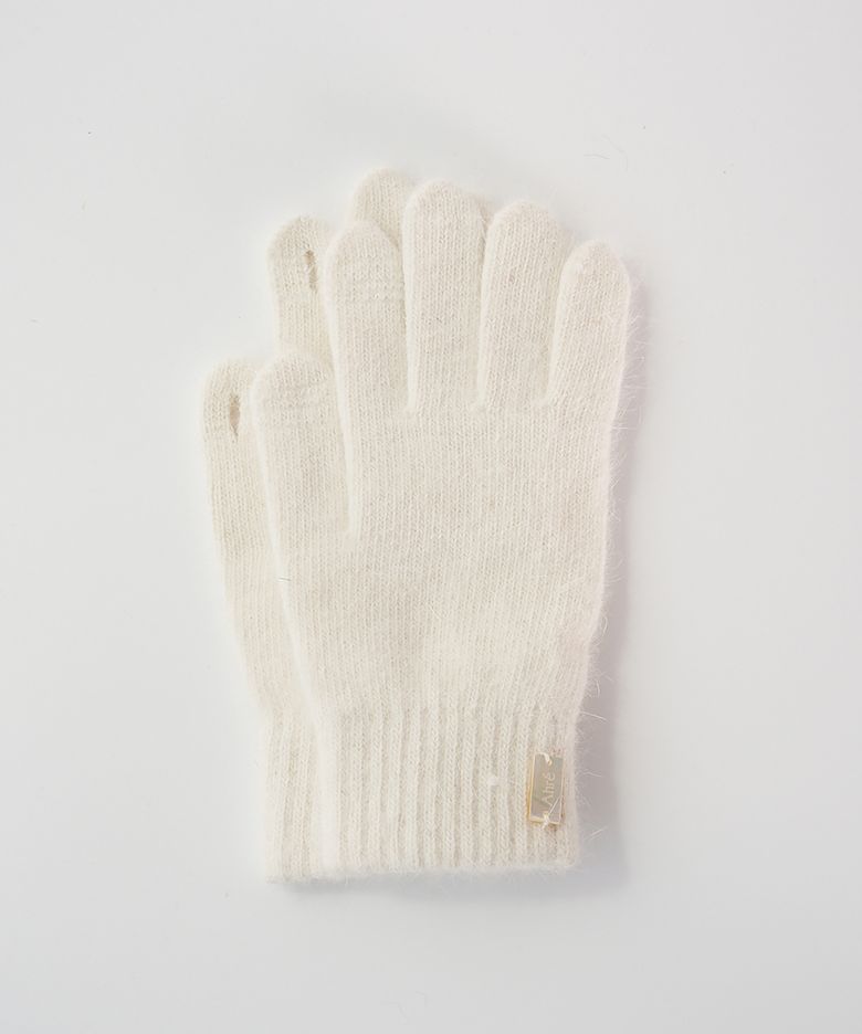 Nue Fingerhole Angora Wool Gloves _WHITE
