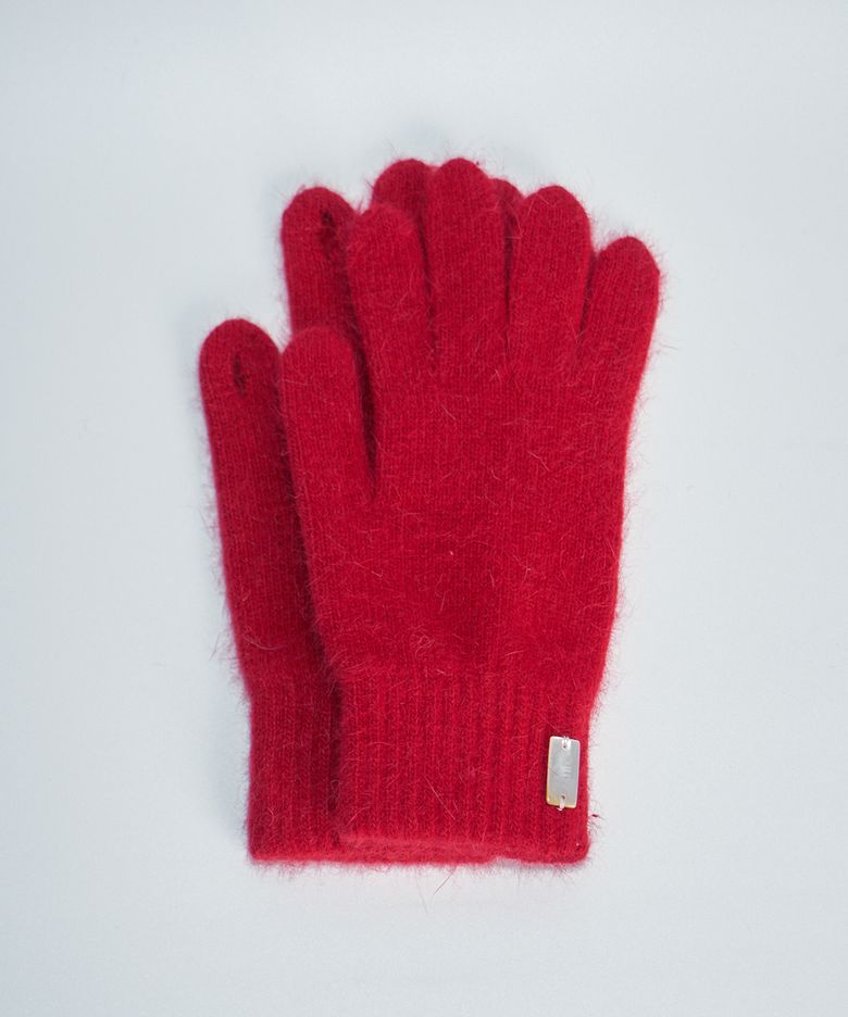 Nue Fingerhole Angora Wool Gloves _RED