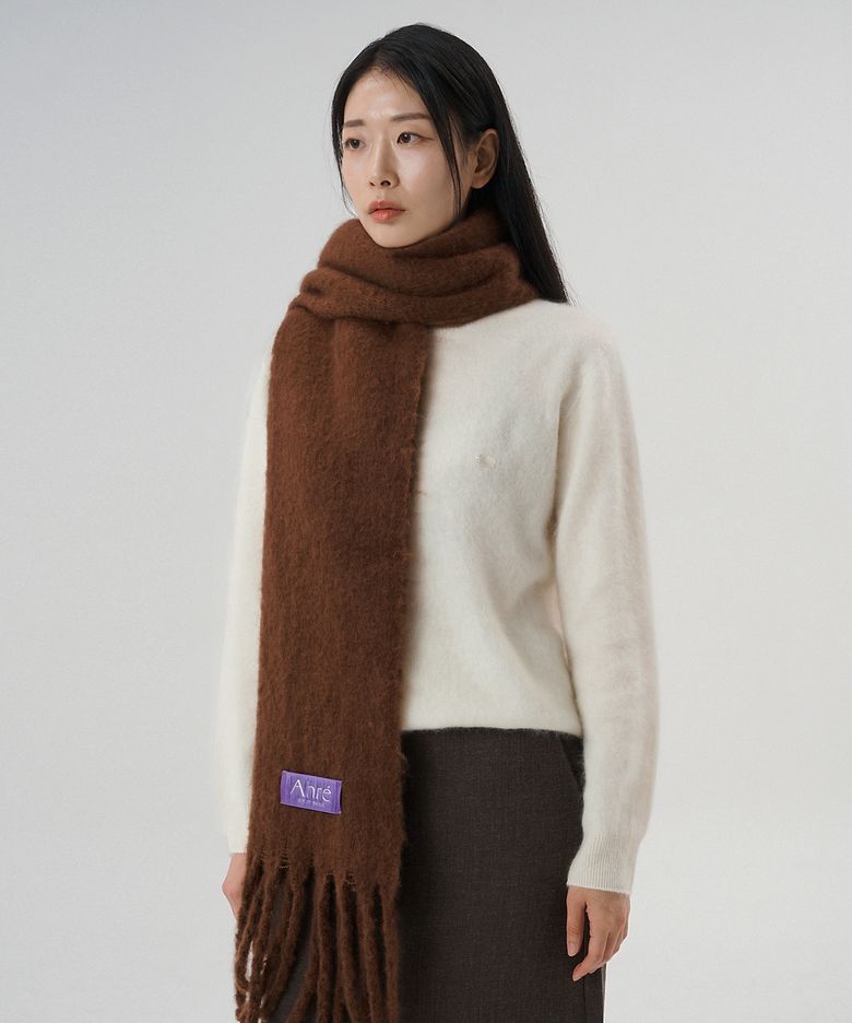 Boucle Oversize Brush Light Muffler_CAMEL