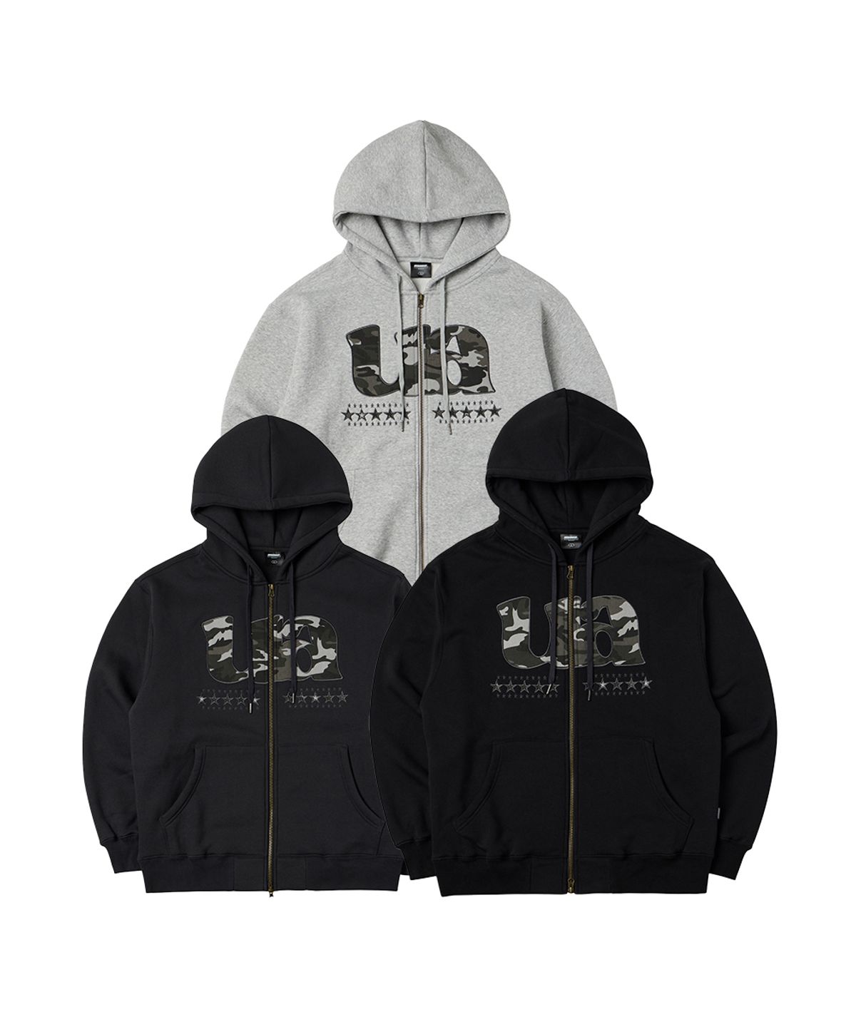 어반에이지(URBANAGE) [2PACK] 아플리케 로고 패치 오버핏 후드집업_3color