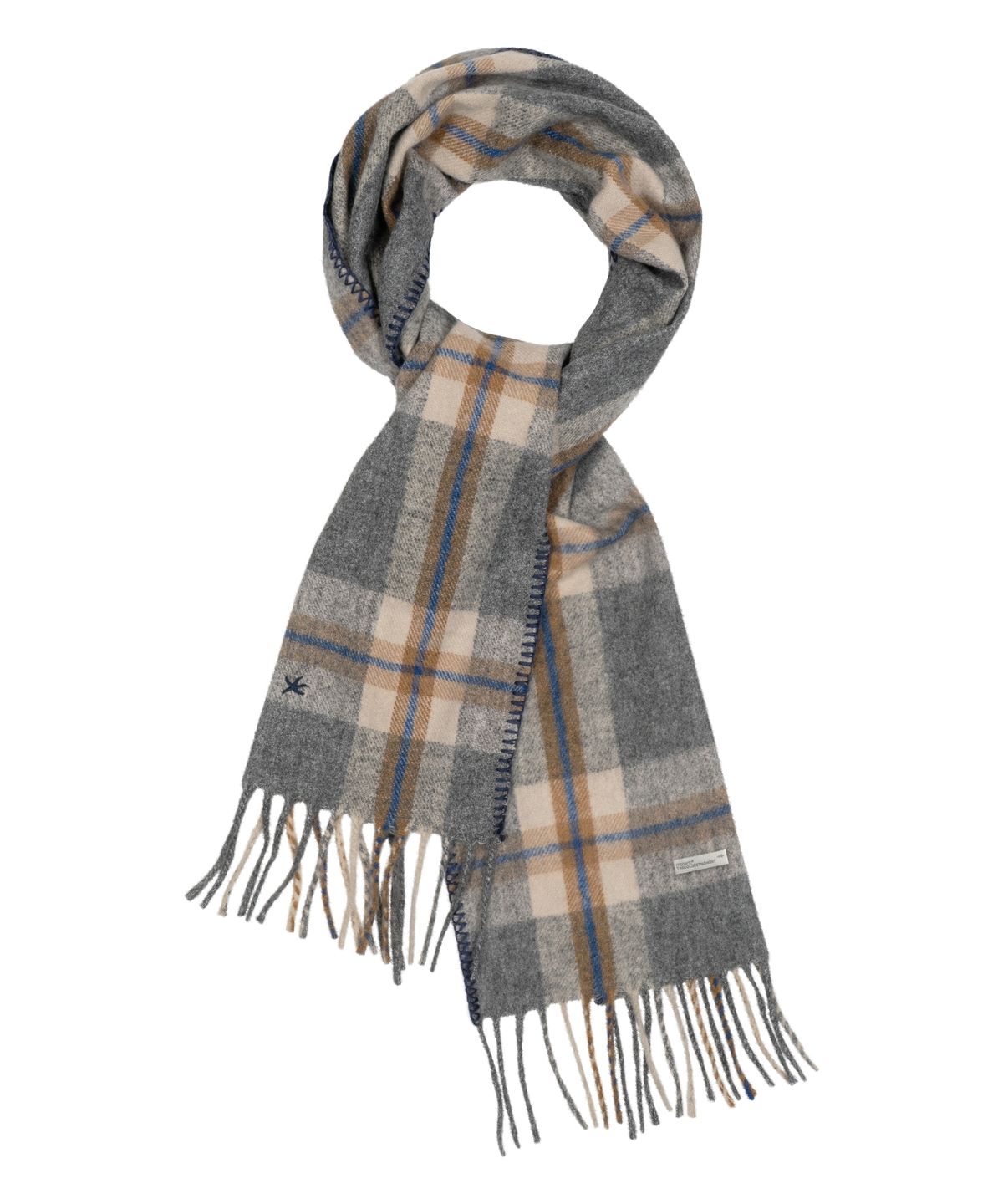 더콜디스트모먼트(THE COLDEST MOMENT) TCM mini logo check muffler (grey/blue)