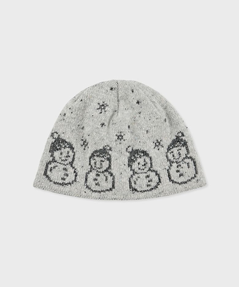 knit beanie snowman grey