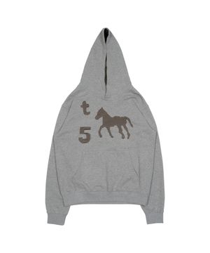 TCM stripe horse hoodie (melange grey)