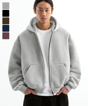 코지 오버핏 크롭 기모 후드집업 ( 8Color )