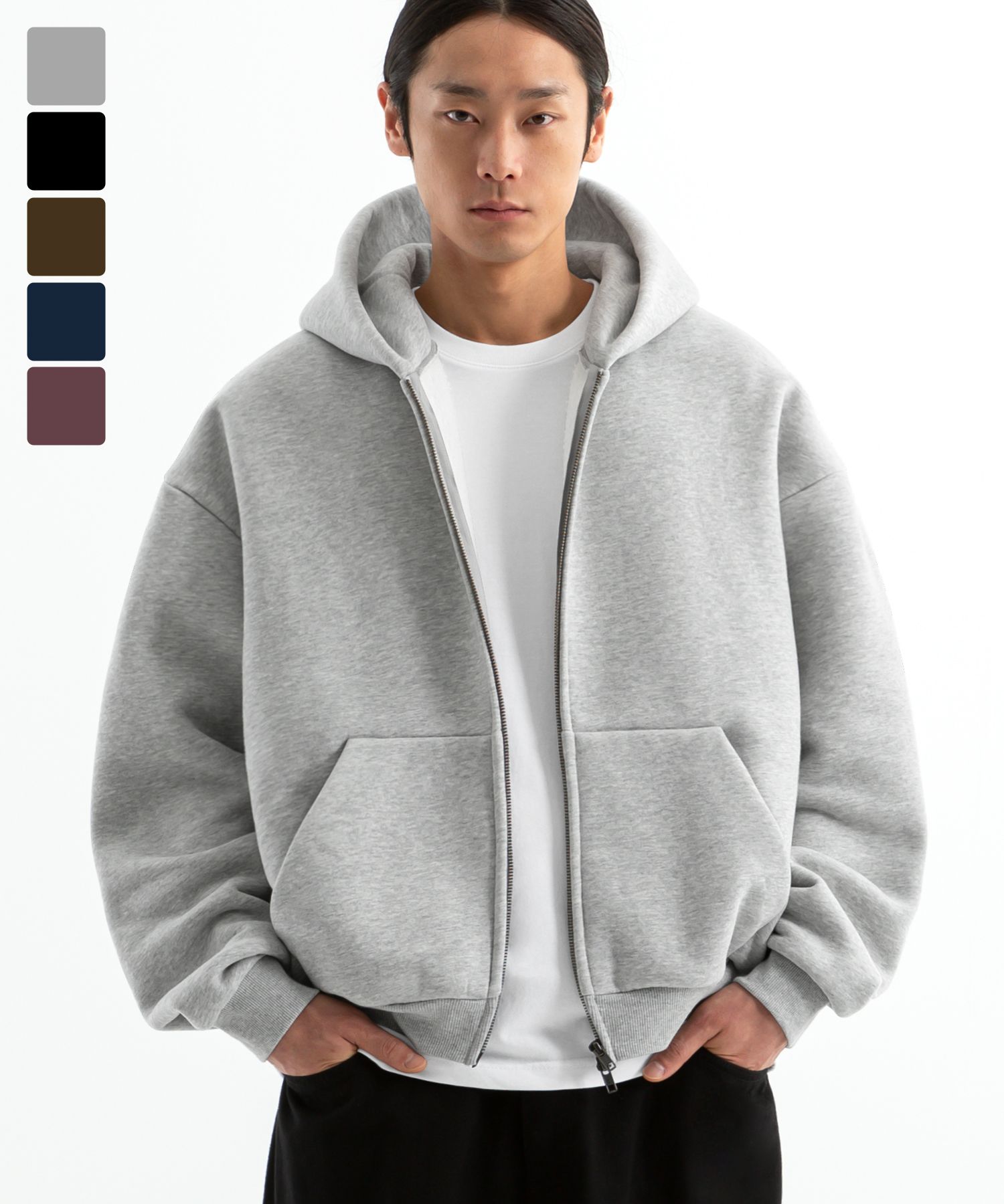 MUSINSA公式 | BRENSON コージーオーバーサイズクロップ起毛フード