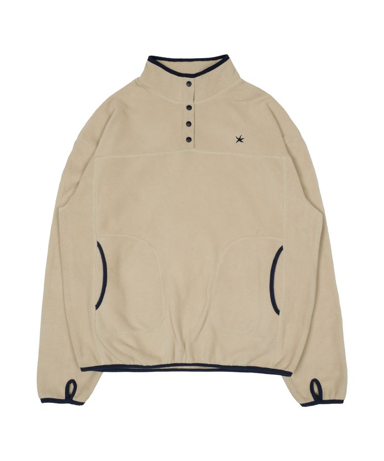 TCM half button fleece pullover (beige)