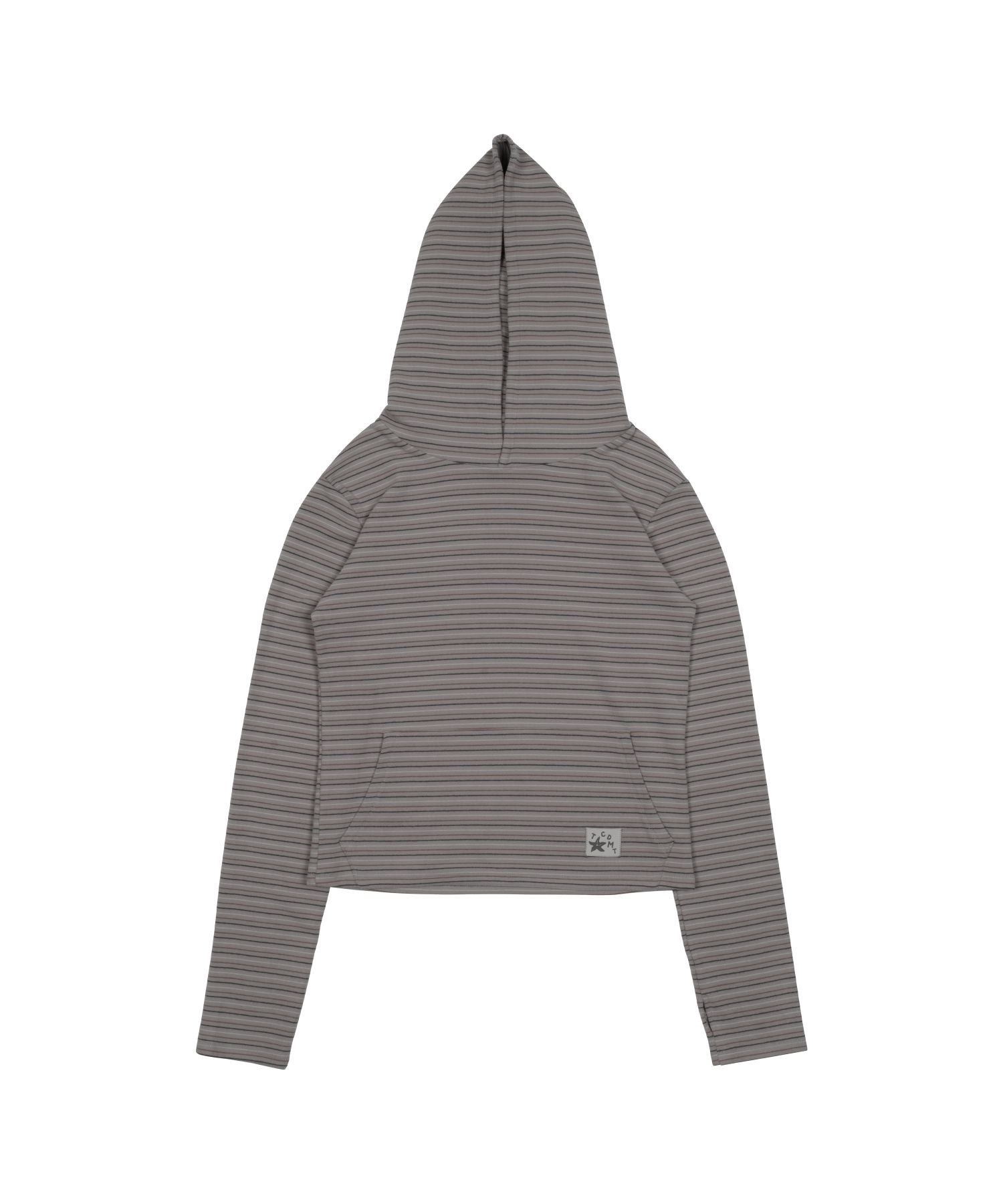 MUSINSA公式 | THE COLDEST MOMENT TCM stripe crop hoodie (grey)