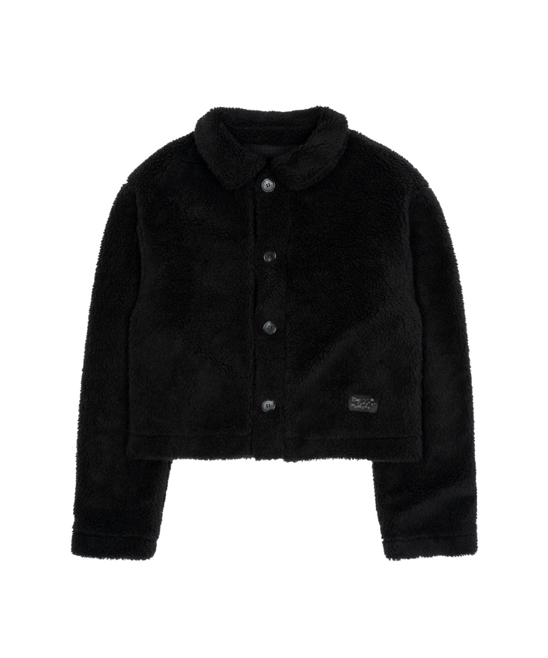 TCM reversible check fur jacket (black)