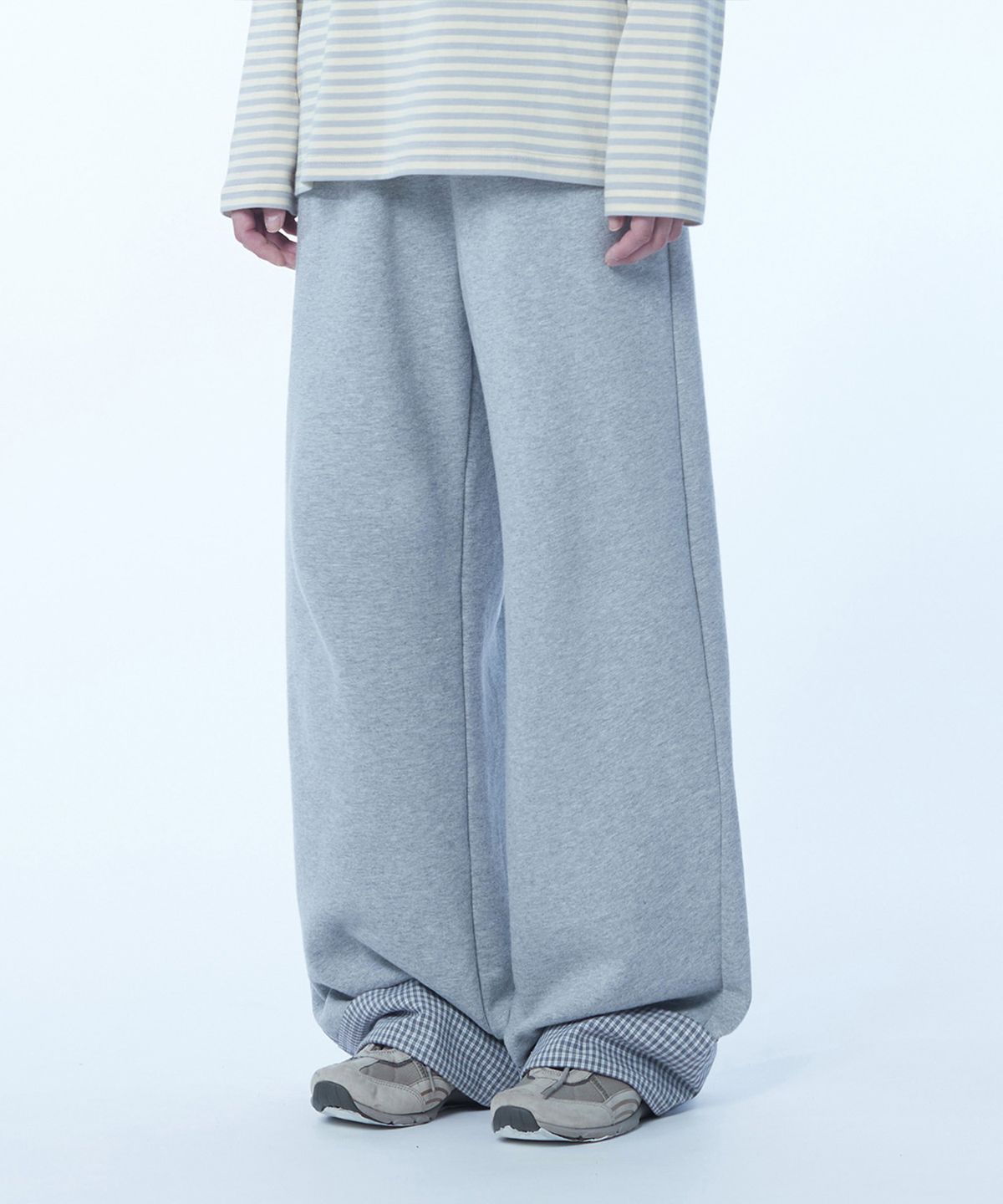 더콜디스트모먼트(THE COLDEST MOMENT) TCM hidden check sweat pants (melange grey)