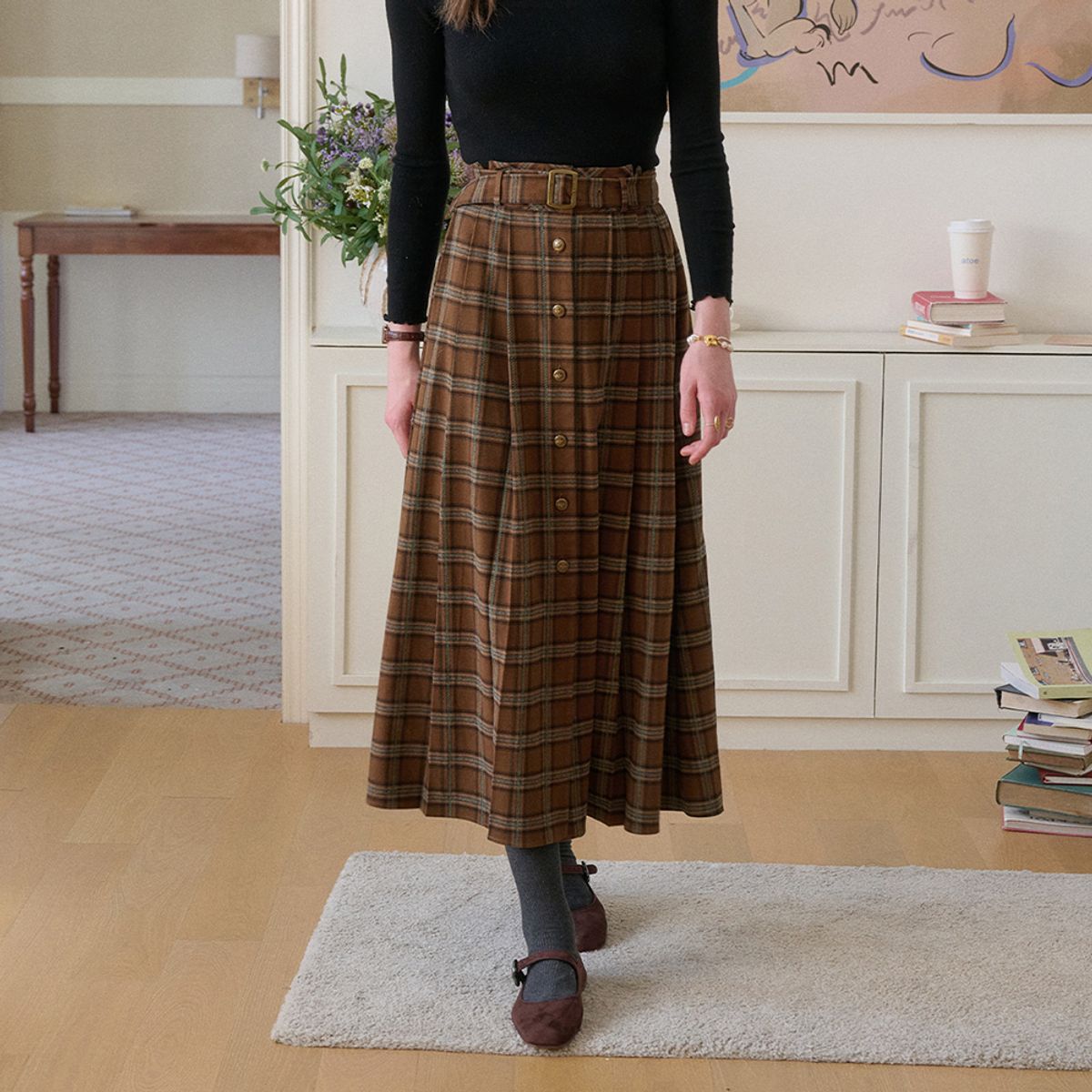 심플레트로(SIMPLE RETRO) SR_College plaid skirt