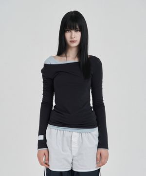 Navy My one scoop neck longsleeve