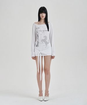 White Backless waist knot longsleeve