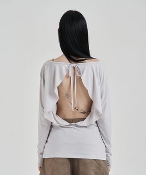 Gray Backless waist knot longsleeve