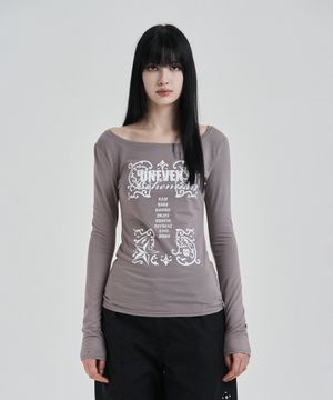 Mud gray Bohemian graphic longsleeve