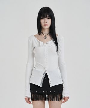 White My one lace trim cardigan