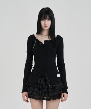 Black My one lace trim cardigan