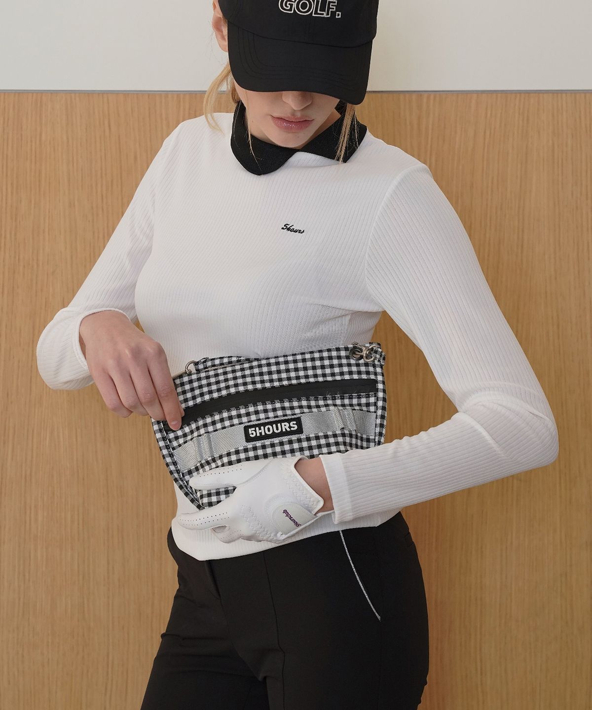 파이브아워스(5HOURS) Gingham Check CART POUCH _ BLACK