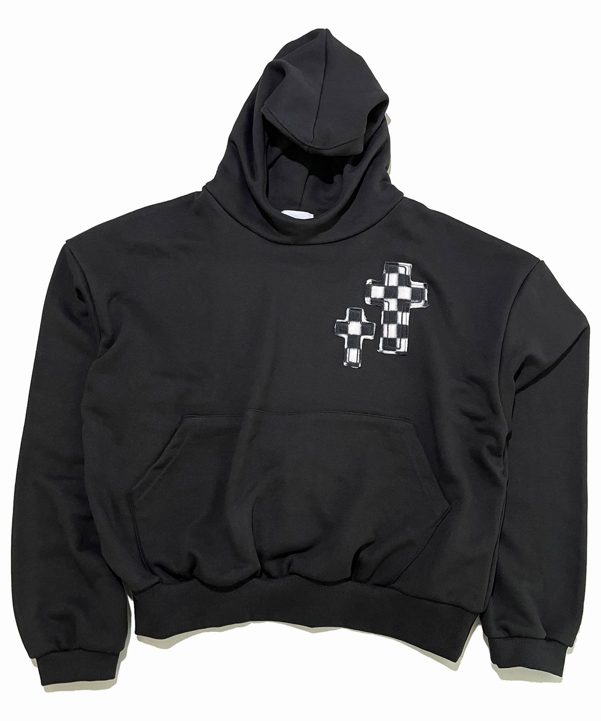 스케이터락(SK8ER ROCK) Double Cross Crop Sweat Hoodie ((black))