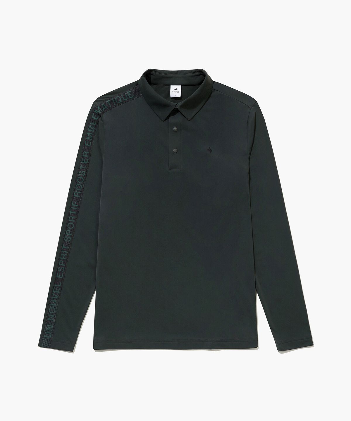 르꼬끄 골프(LECOQ GOLF) 남성 레터링 라인 브러쉬드 폴로 티셔츠 _DGRN GQ421MTLO1